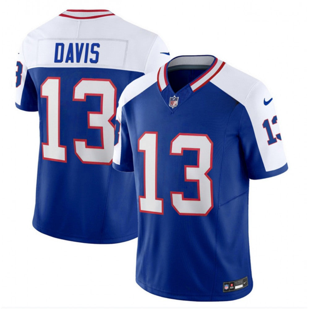 Men's Buffalo Bills #13 Gabe Davis Blue/White 2023 F.U.S.E. Throwback Vapor Untouchable Limited Stitched Jersey 