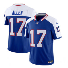 Men's Buffalo Bills #17 Josh Allen Blue/White 2023 F.U.S.E. Throwback Vapor Untouchable Limited Stitched Jersey 