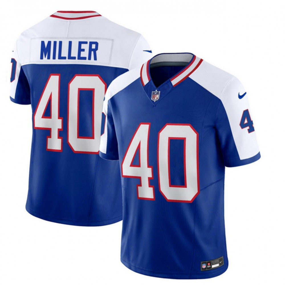 Men's Buffalo Bills #40 Von Miller Blue/White 2023 F.U.S.E. Throwback Vapor Untouchable Limited Stitched Jersey 
