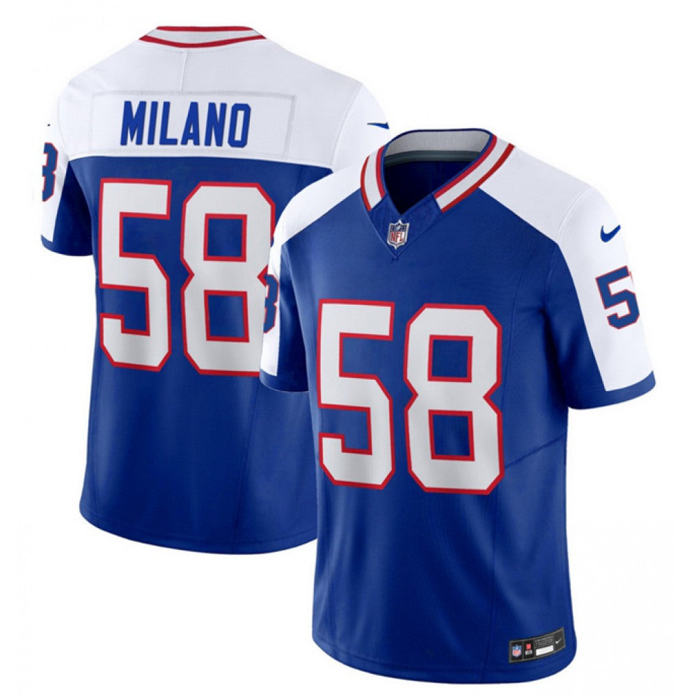 Men's Buffalo Bills #58 Matt Milano Blue/White 2023 F.U.S.E. Throwback Vapor Untouchable Limited Stitched Jersey 