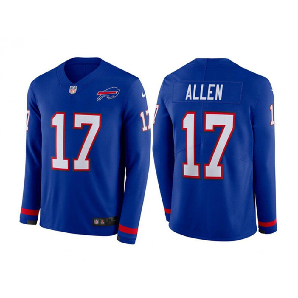 Men's Buffalo Bills #17 Josh Allen Blue Long Sleeve Stitched Jersey 