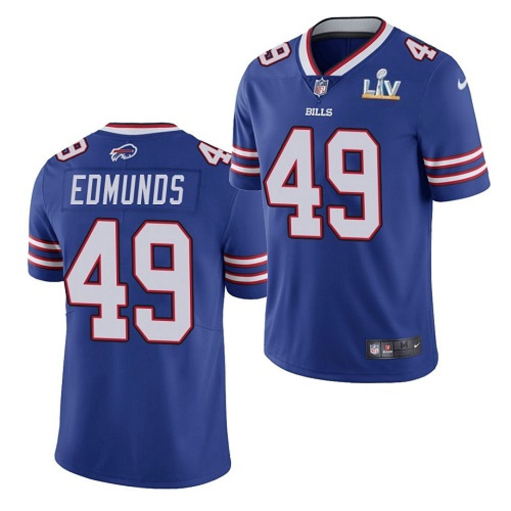 Men's Buffalo Bills #49 Tremaine Edmunds Blue 2021 Super Bowl LV Stitched NFL Jersey 