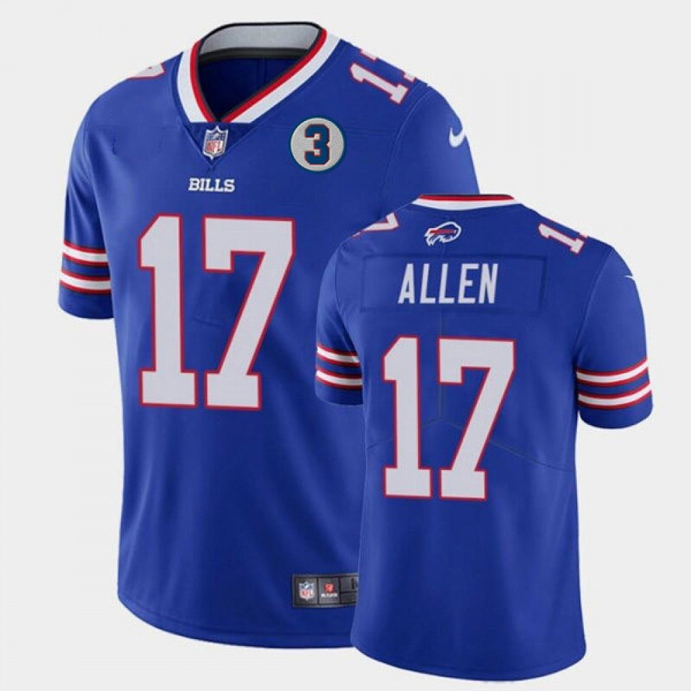 Men's Buffalo Bills #17 Josh Allen Blue With NO.3 Patch Vapor Untouchable Limited Stitched Jersey 