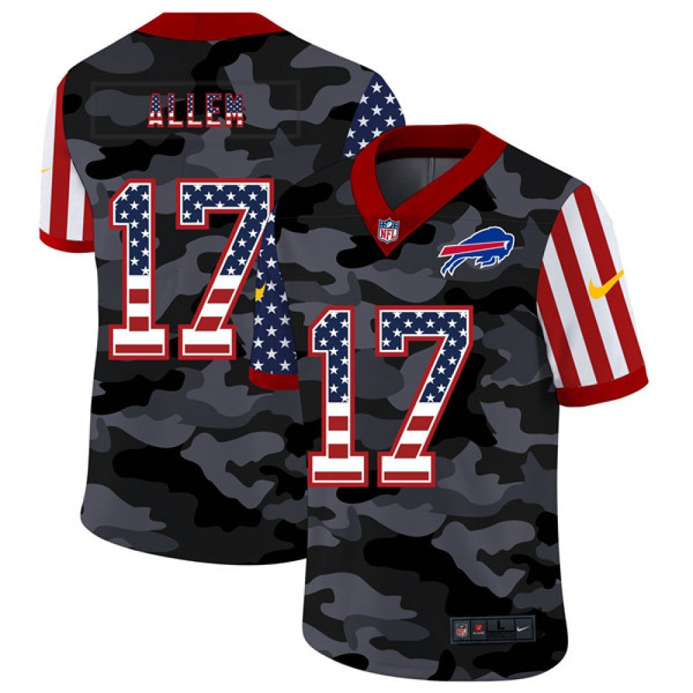 Men's Buffalo Bills #17 Josh Allen 2020 Camo USA Flag Limited Stitched Jersey 