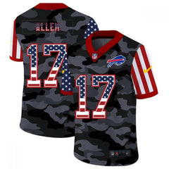 Men's Buffalo Bills #17 Josh Allen 2020 Camo USA Flag Limited Stitched Jersey 