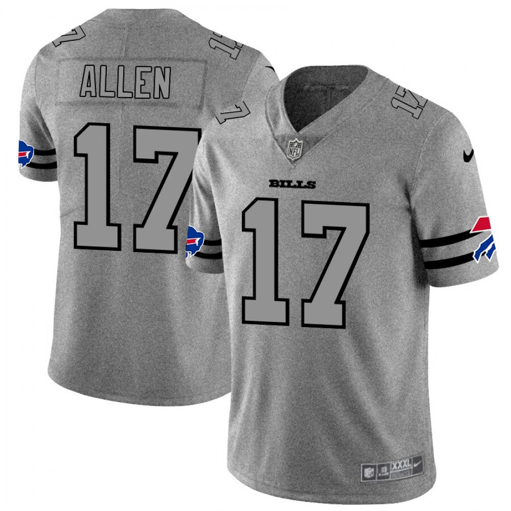 Men's Buffalo Bills #17 Josh Allen 2019 Gray Gridiron Team Logo Limited Stitched NFL Jersey 