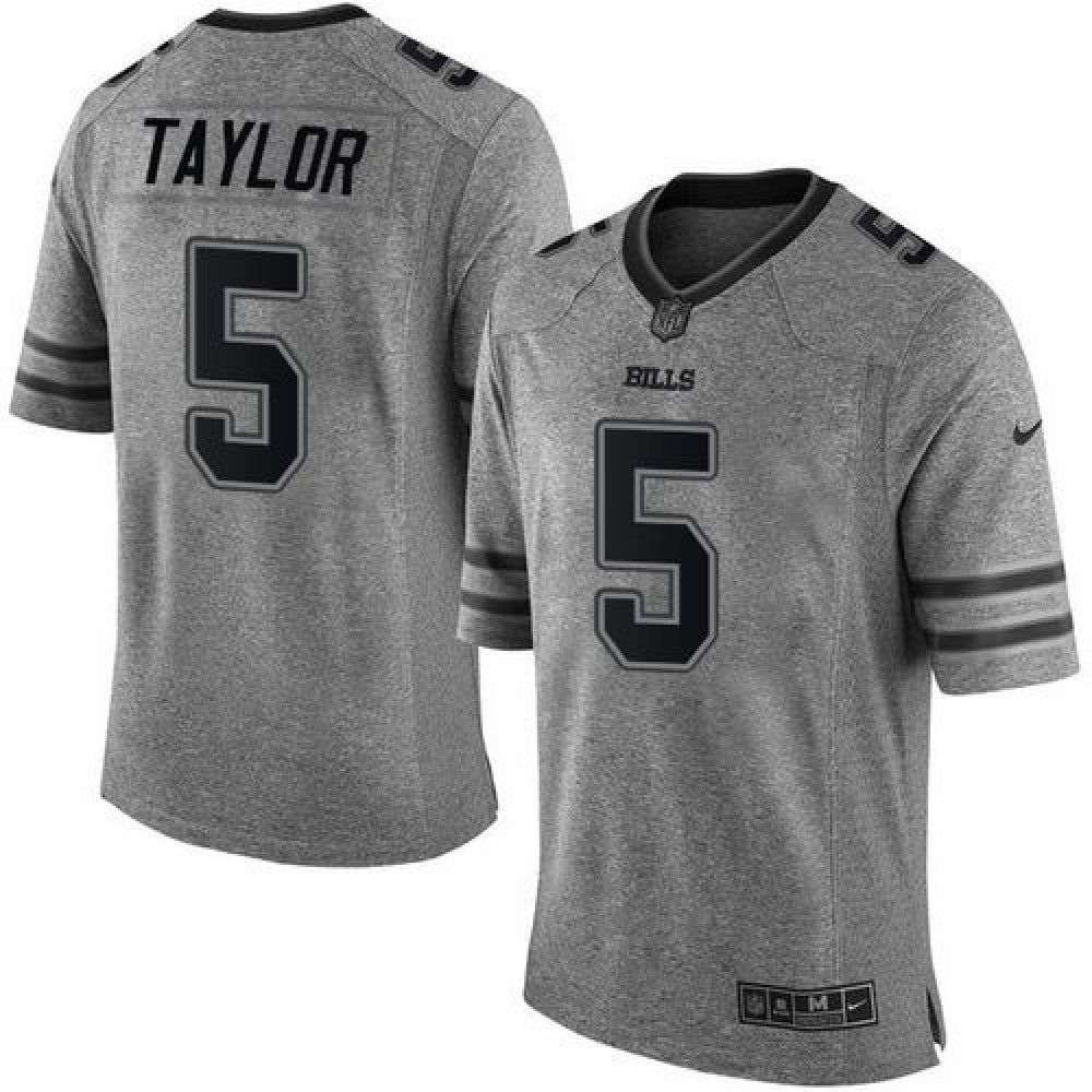 Bills #5 Tyrod Taylor Gray Men's Stitched NFL Limited Gridiron Gray Jersey 
