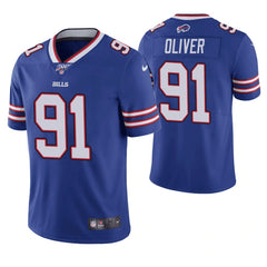 Men's Buffalo Bills #91 Ed Oliver Blue 2019 100th Season Vapor Untouchable Limited Stitched NFL Jersey 