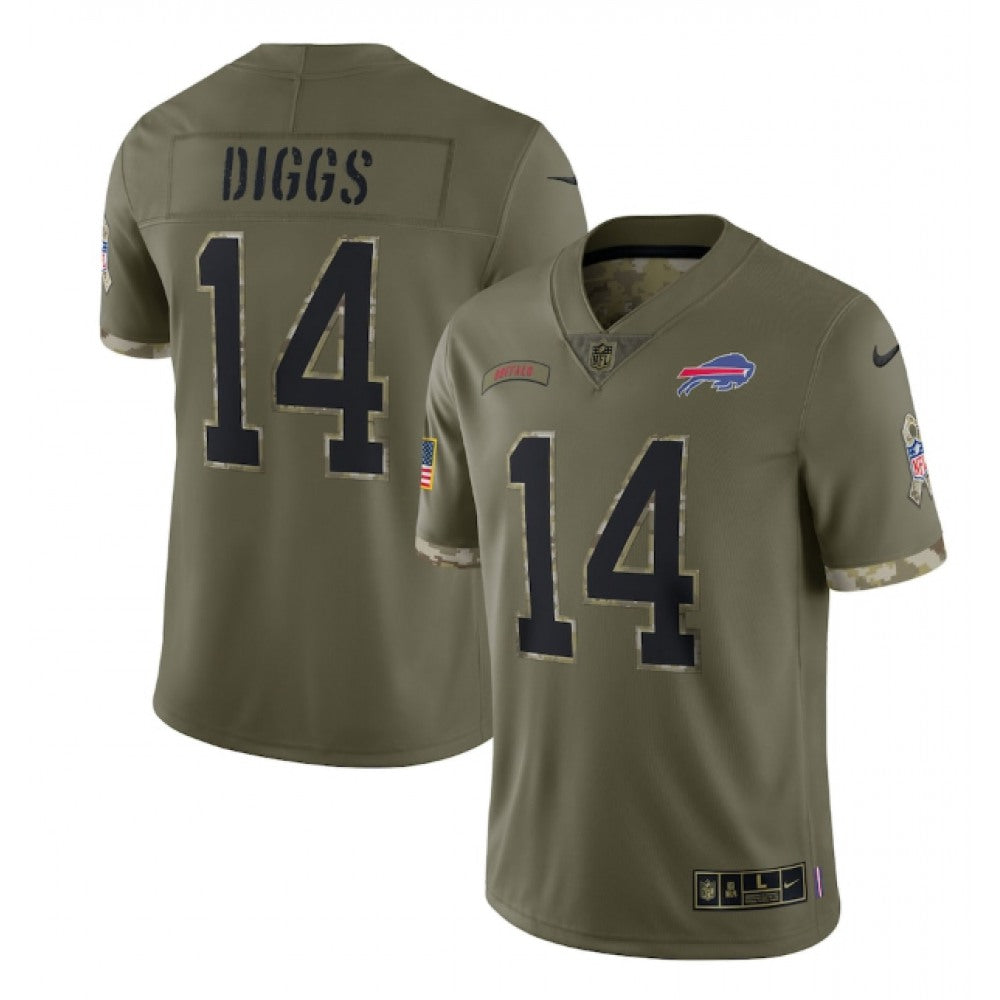 Men's Buffalo Bills #14 Stefon Diggs Olive 2022 Salute To Service Limited Stitched Jersey 