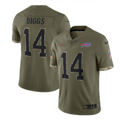 Men's Buffalo Bills #14 Stefon Diggs Olive 2022 Salute To Service Limited Stitched Jersey 