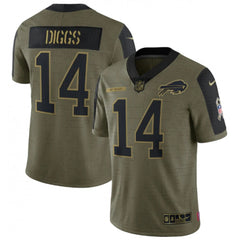 Men's Buffalo Bills #14 Stefon Diggs 2021 Olive Salute To Service Limited Stitched Jersey 