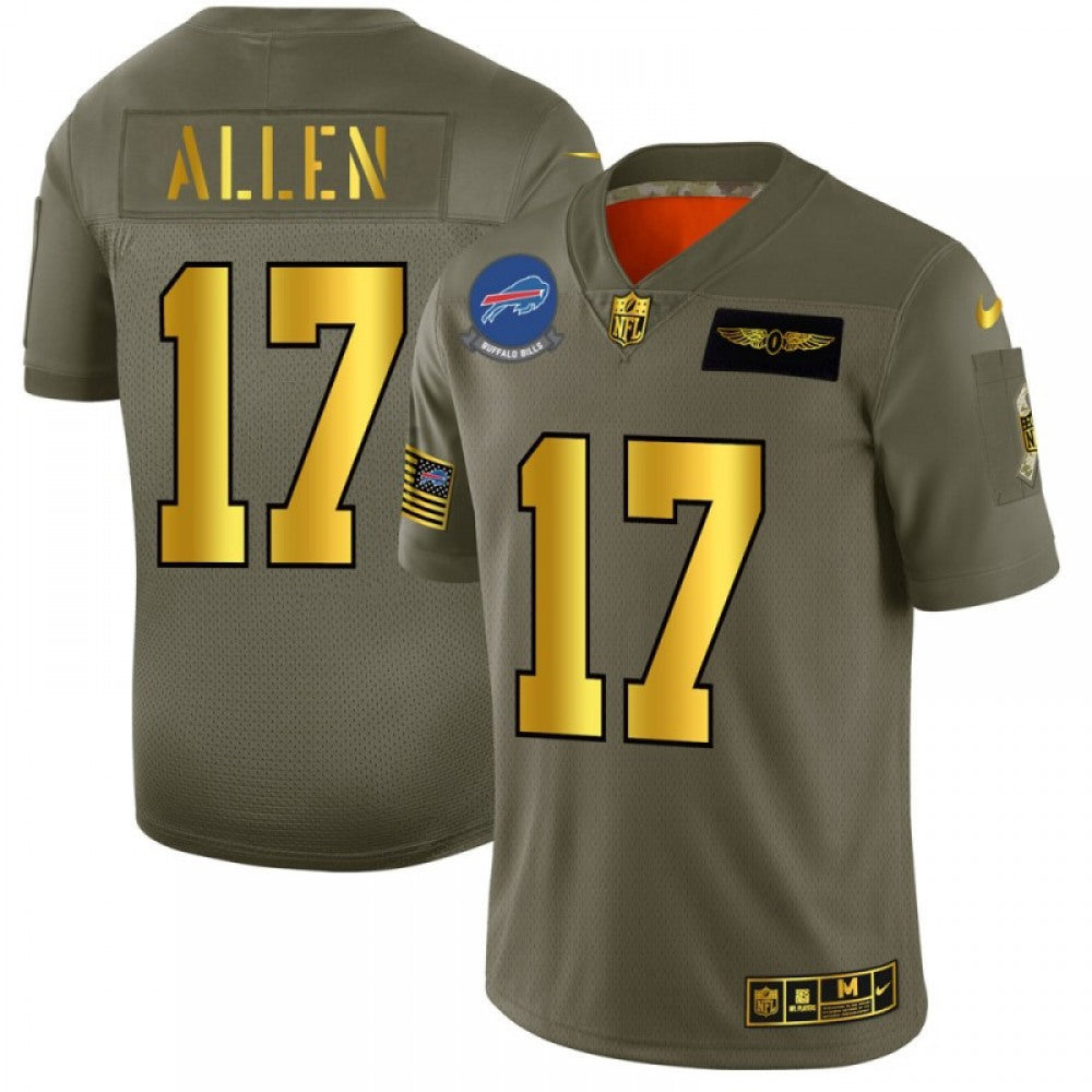 Men's Buffalo Bills #17 Josh Allen 2019 Olive/Gold Salute To Service Limited Stitched NFL Jersey 