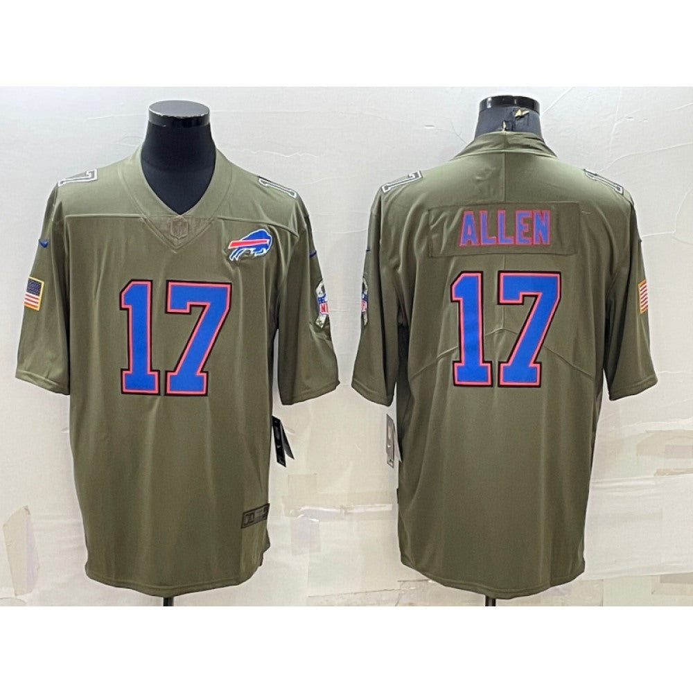 Men's Buffalo Bills #17 Josh Allen Olive Salute To Service Limited Stitched Jersey 