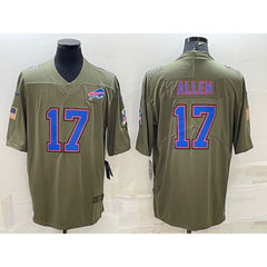 Men's Buffalo Bills #17 Josh Allen Olive Salute To Service Limited Stitched Jersey 