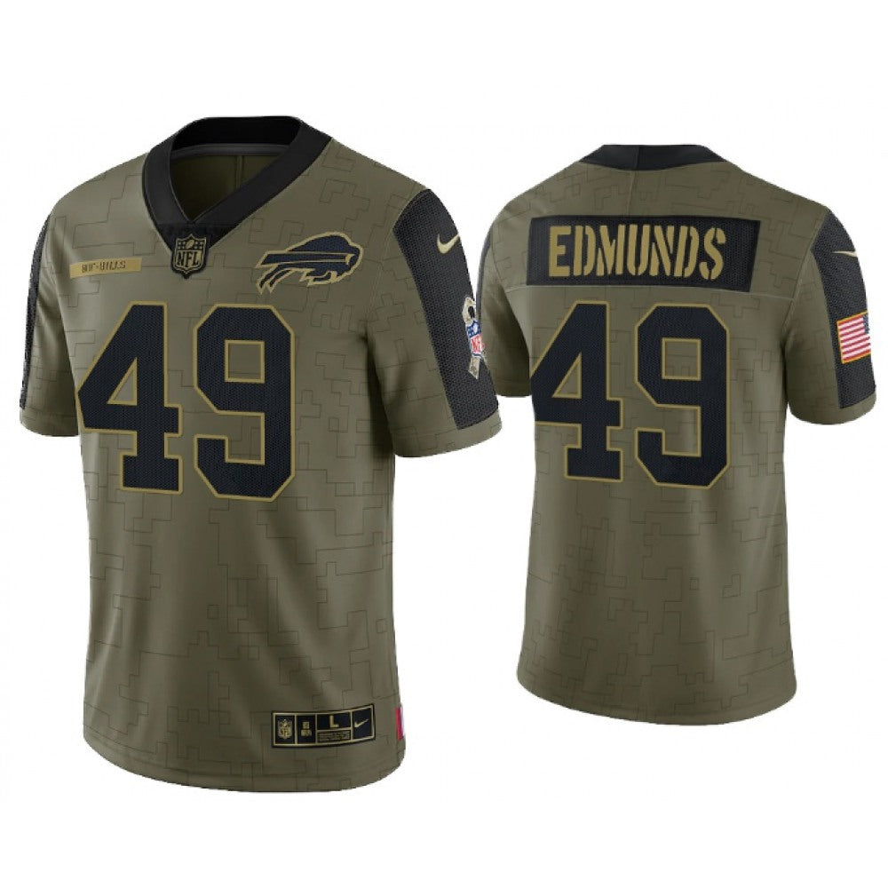 Men's Buffalo Bills #49 Tremaine Edmunds 2021 Olive Salute To Service Limited Stitched Jersey 