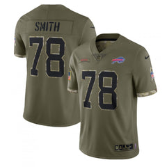 Men's Buffalo Bills #78 Bruce Smith Olive 2022 Salute To Service Limited Stitched Jersey 