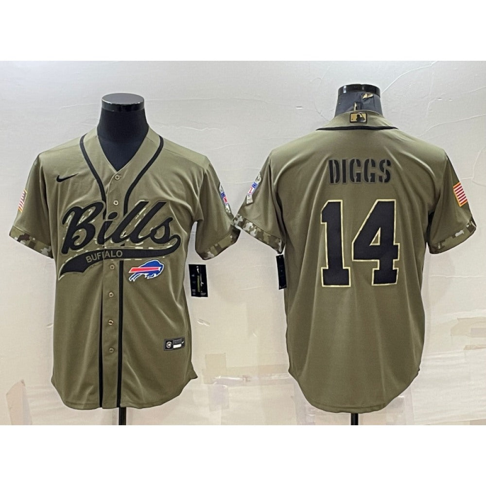 Men's Buffalo Bills #14 Stefon Diggs 2022 Olive Salute to Service Cool Base Stitched Baseball Jersey 