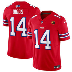 Men's Buffalo Bills #14 Stefon Diggs Red 2023 F.U.S.E. With John Madden Patch Vapor Limited Stitched Football Jersey 