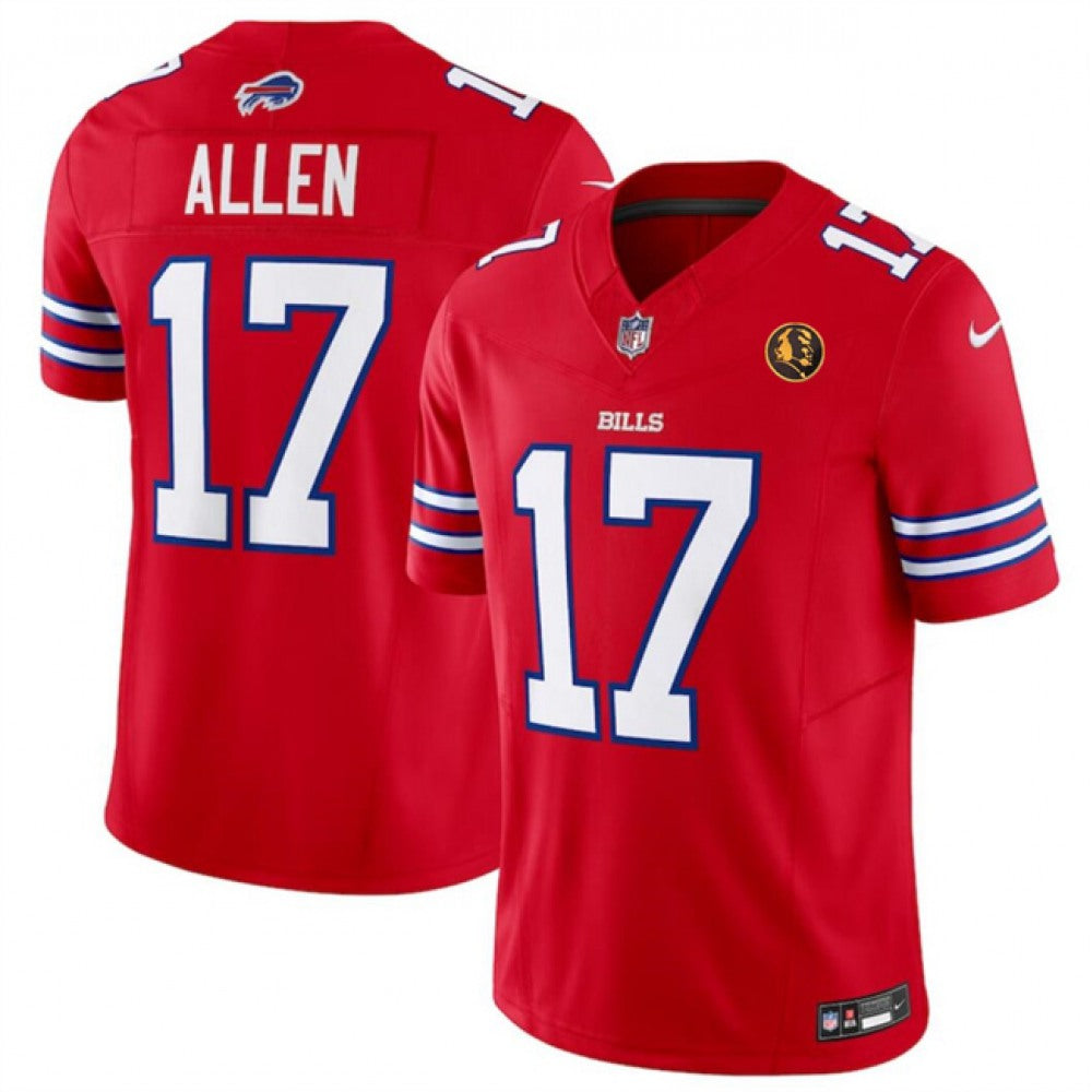 Men's Buffalo Bills #17 Josh Allen Red 2023 F.U.S.E. With John Madden Patch Vapor Limited Stitched Football Jersey 