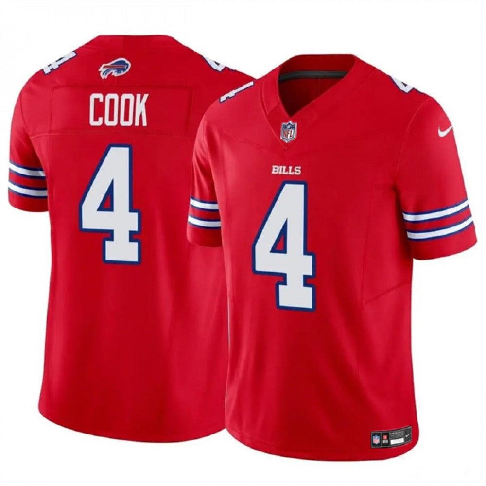 Men's Buffalo Bills #4 James Cook Red 2023 F.U.S.E. Vapor Untouchable Limited Stitched Football Jersey 
