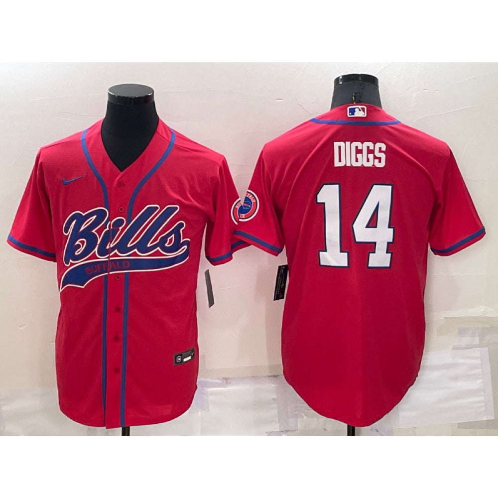 Men's Buffalo Bills #14 Stefon Diggs Red Cool Base Stitched Baseball Jersey 