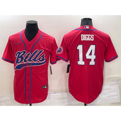 Men's Buffalo Bills #14 Stefon Diggs Red Cool Base Stitched Baseball Jersey 