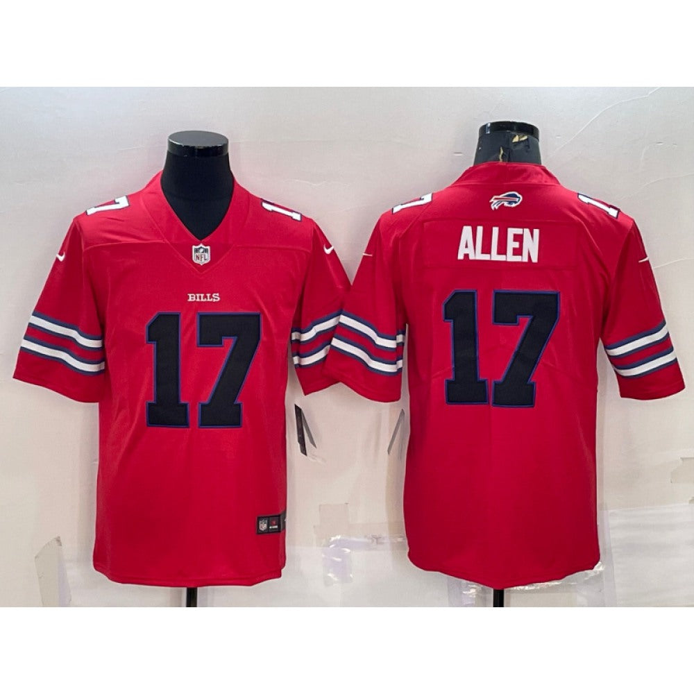 Men's Buffalo Bills #17 Josh Allen Red Black Stitched Football Jersey 