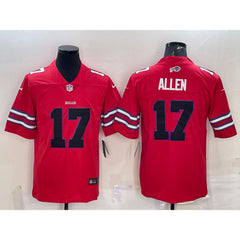 Men's Buffalo Bills #17 Josh Allen Red Black Stitched Football Jersey 