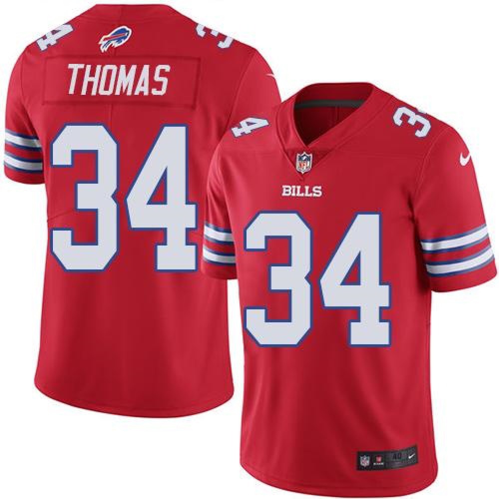 Bills #34 Thurman Thomas Red Men's Stitched NFL Elite Rush Jersey 