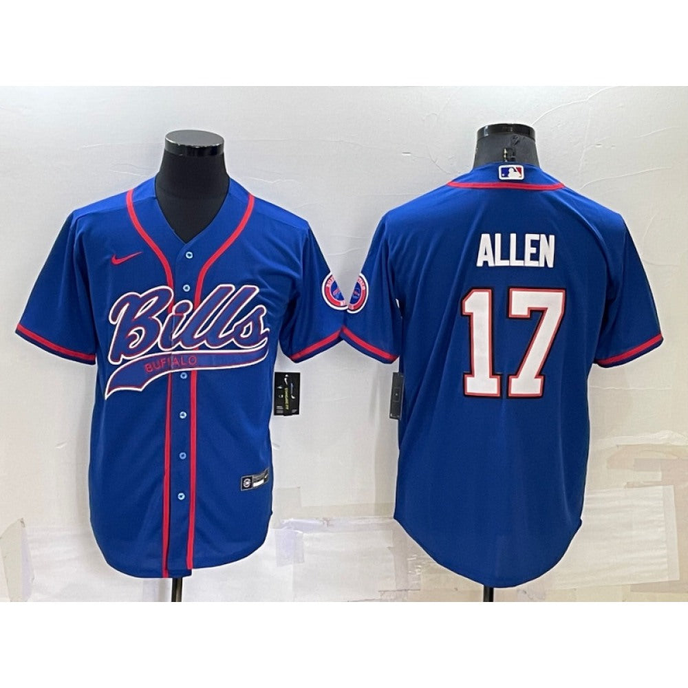Men's Buffalo Bills #17 Josh Allen Royal Cool Base Stitched Baseball Jersey 