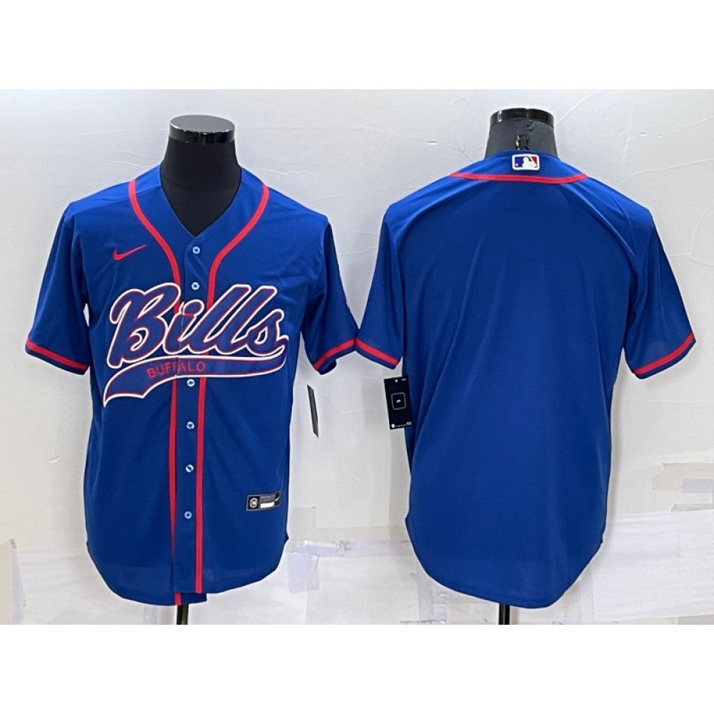 Men's Buffalo Bills Blank Royal Cool Base Stitched Baseball Jersey 