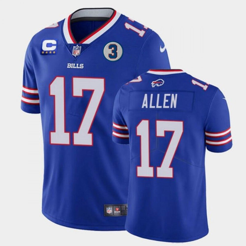 Men's Buffalo Bills #17 Josh Allen 2022 Royal With 4-star C Patch And NO.3 Patch Vapor Untouchable Limited Stitched Jersey 