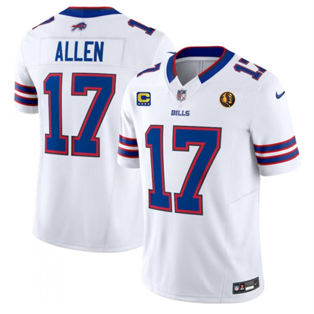 Men's Buffalo Bills #17 Josh Allen White 2023 F.U.S.E. With 4-star C Ptach And John Madden Patch Vapor Limited Stitched Football Jersey 