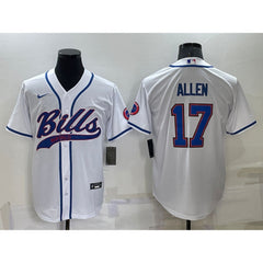 Men's Buffalo Bills #17 Josh Allen White Cool Base Stitched Baseball Jersey 
