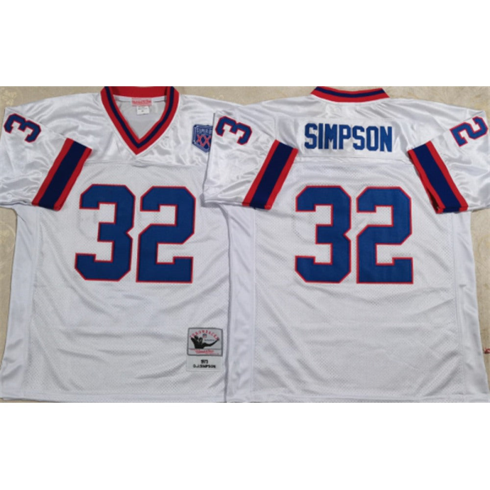 Men's Buffalo Bills #32 SIMPSON White Stitched Jersey 