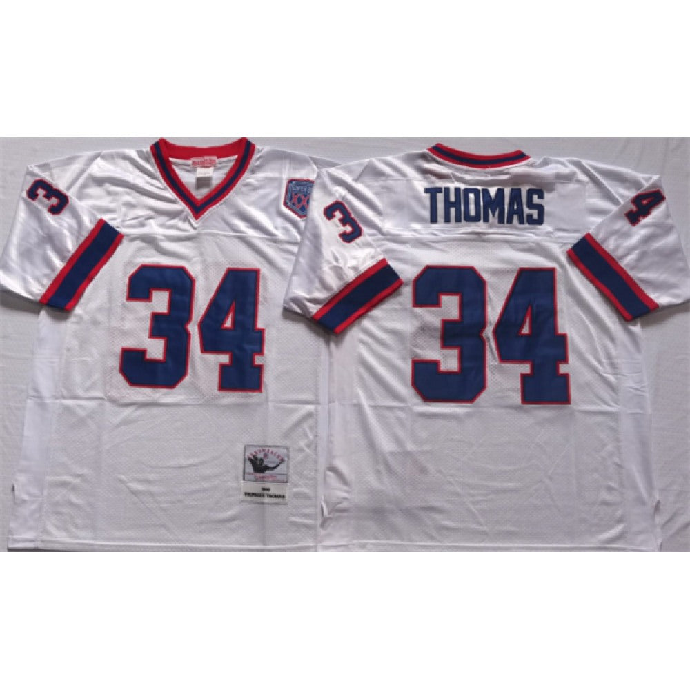 Men's Buffalo Bills #34 THOMAS White Stitched Jersey 