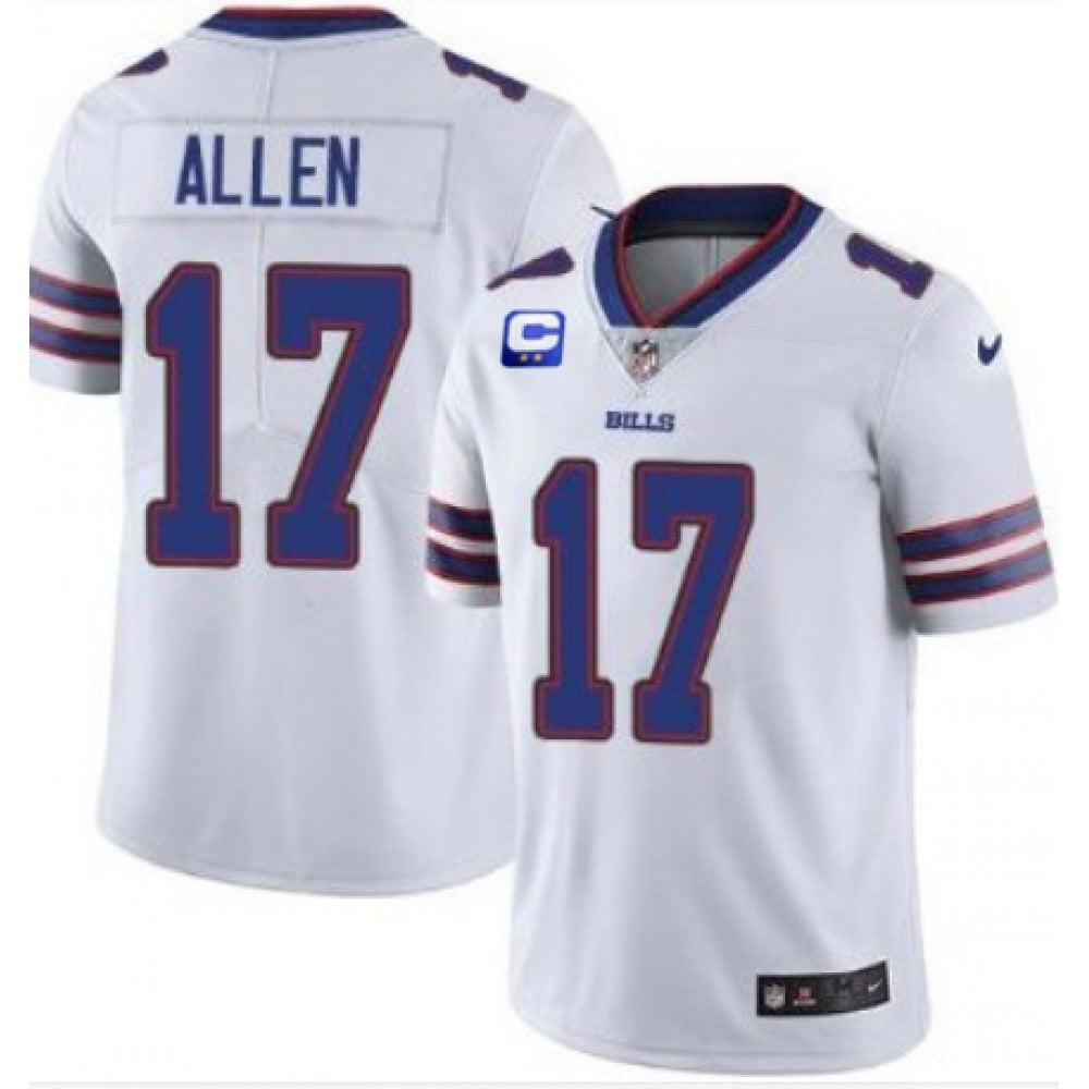 Men's Buffalo Bills #17 Josh Allen White With C Patch Limited Stitched Jersey 