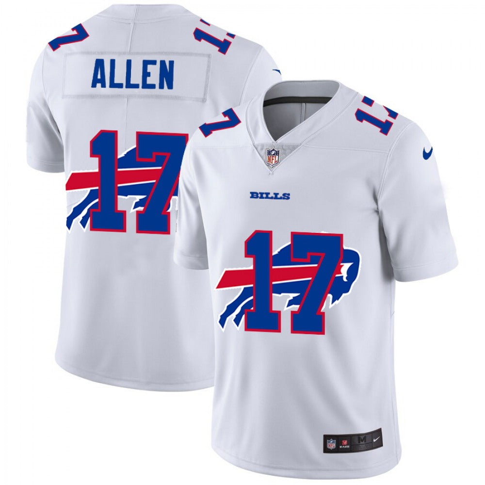 Men's Buffalo Bills #17 Josh Allen White Shadow Logo Limited Stitched Jersey 