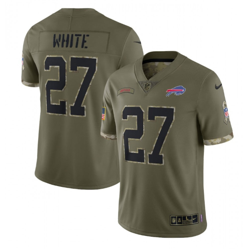 Men's Buffalo Bills #27 Tre'Davious White Olive 2022 Salute To Service Limited Stitched Jersey 