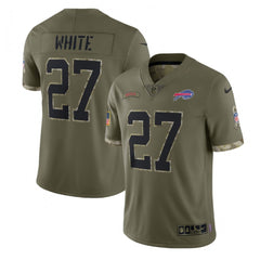 Men's Buffalo Bills #27 Tre'Davious White Olive 2022 Salute To Service Limited Stitched Jersey 