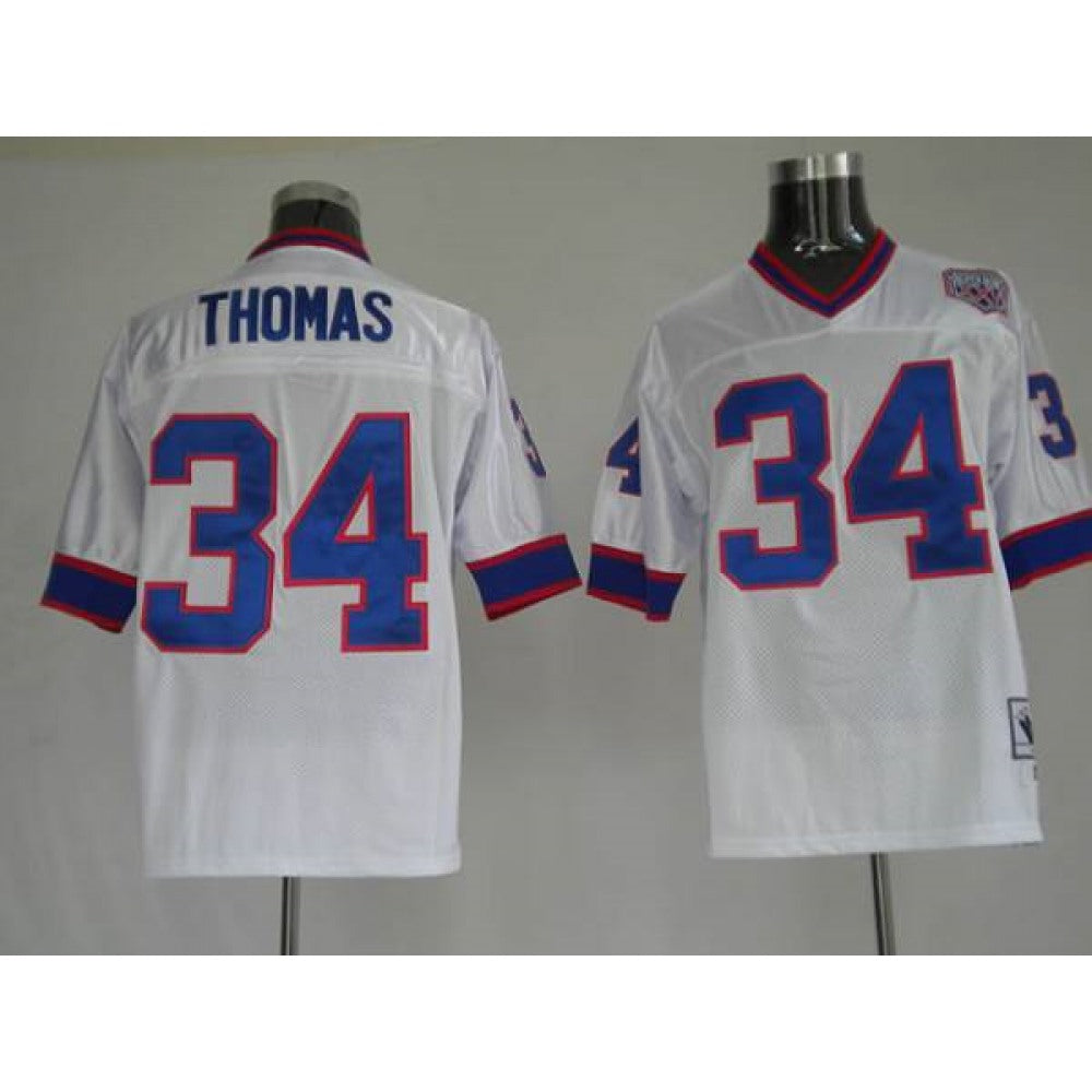 Mitchell & Ness Bills #34 Thurman Thomas White Stitched Throwback NFL Jersey 