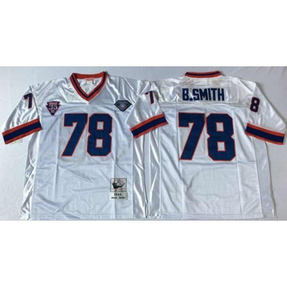 Mitchell And Ness Bills #78 Bruce Smith White Throwback Stitched NFL Jersey 