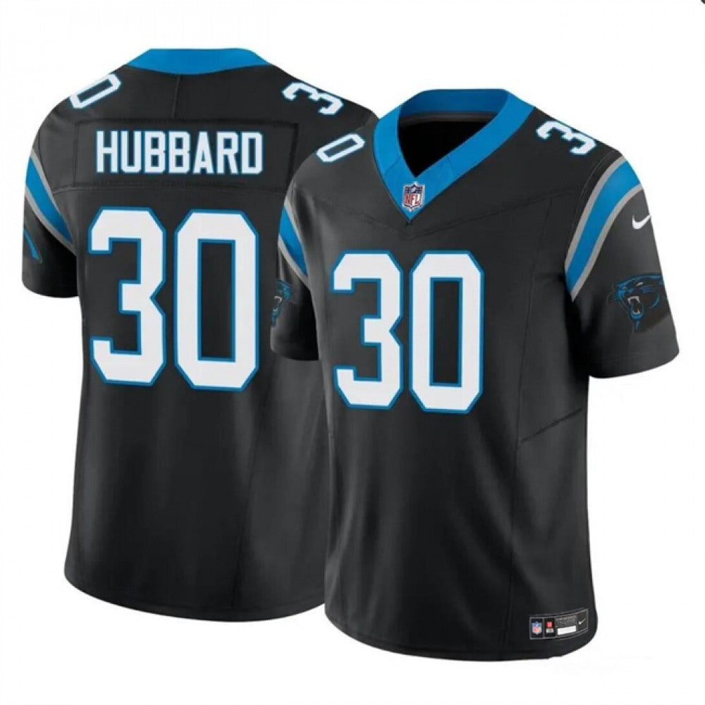 Men's Carolina Panthers #30 Chuba Hubbard Black 2023 F.U.S.E. Vapor Limited Stitched Football Jersey 