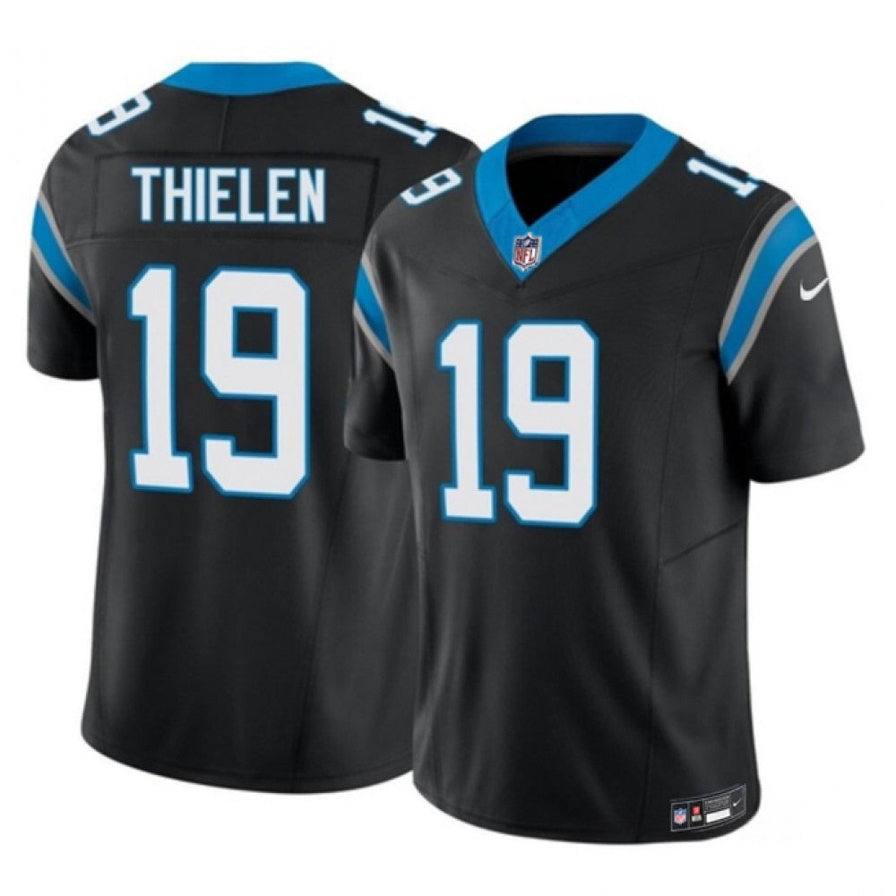 Men's Carolina Panthers #19 Adam Thielen Black 2023 F.U.S.E. Vapor Untouchable Stitched Football Jersey 