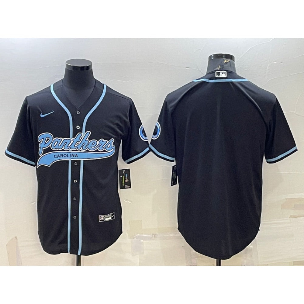 Men's Carolina Panthers Blank Black With Patch Cool Base Stitched Baseball Jersey 