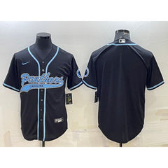 Men's Carolina Panthers Blank Black With Patch Cool Base Stitched Baseball Jersey 