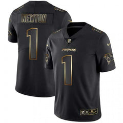 Men's Carolina Panthers #1 Cam Newton 2019 Black Gold Edition Stitched NFL Jersey 