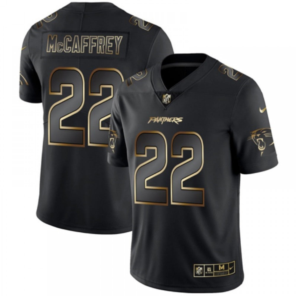 Men's Carolina Panthers #22 Christian McCaffrey 2019 Black Gold Edition Stitched NFL Jersey 