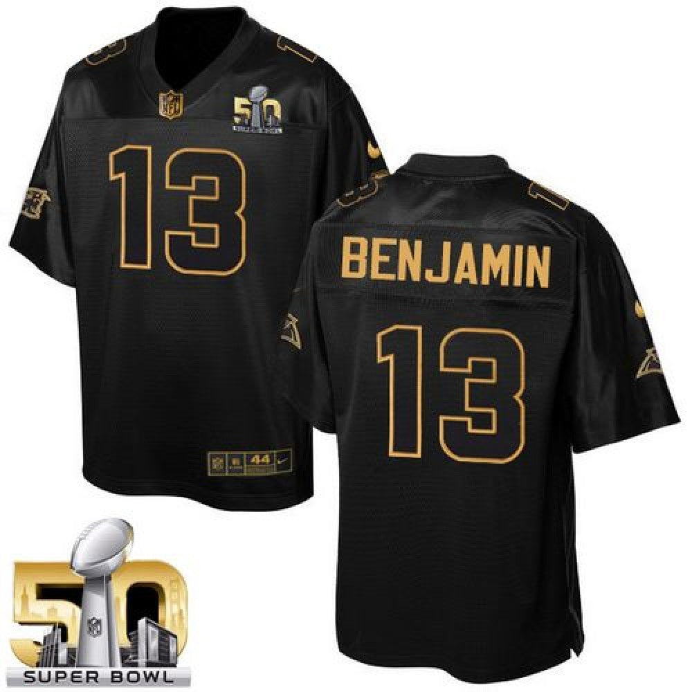 Panthers #13 Kelvin Benjamin Black Super Bowl 50 Men's Stitched NFL Elite Pro Line Gold Collection Jersey 