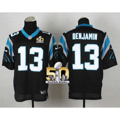 Panthers #13 Kelvin Benjamin Black Team Color Super Bowl 50 Men's Stitched NFL Elite Jersey 